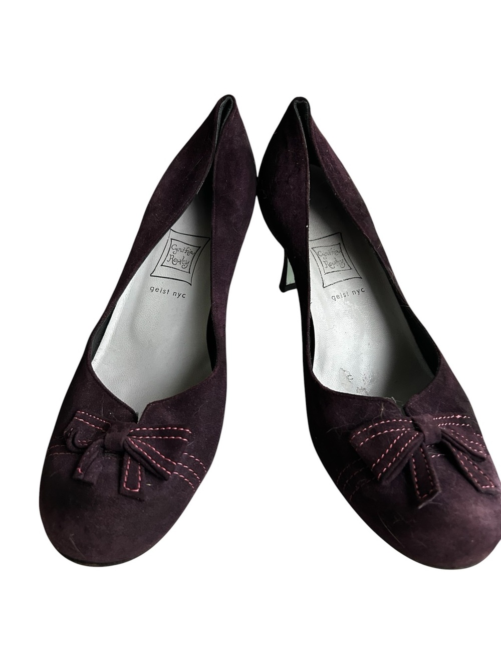 Vintage Y2K Cynthia Rowley Suede Bow Pumps in Deep Plum Size 9B